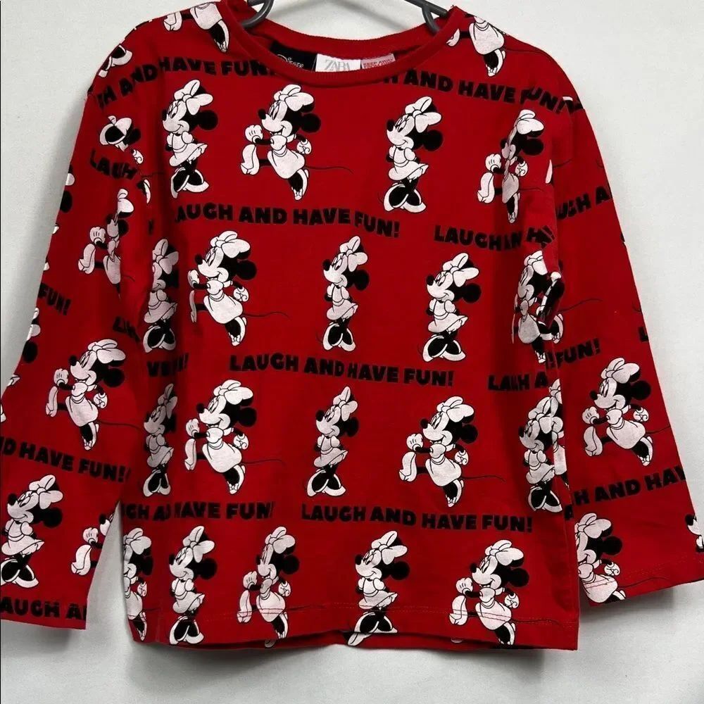 Zara Disney Red Minnie Mouse long sleeve top NWT size 4-5